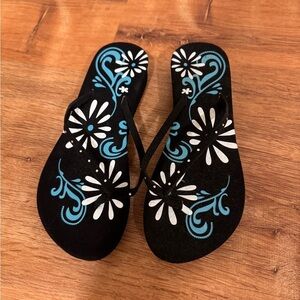 Floral Black and Blue platform Flip Flops​​​